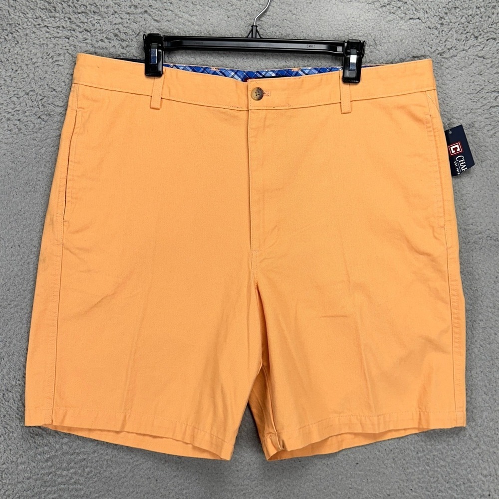 Chaps Khakis Shorts Mens 38‎ Orange 100% Cotton Flat Front Casual Pockets NEW